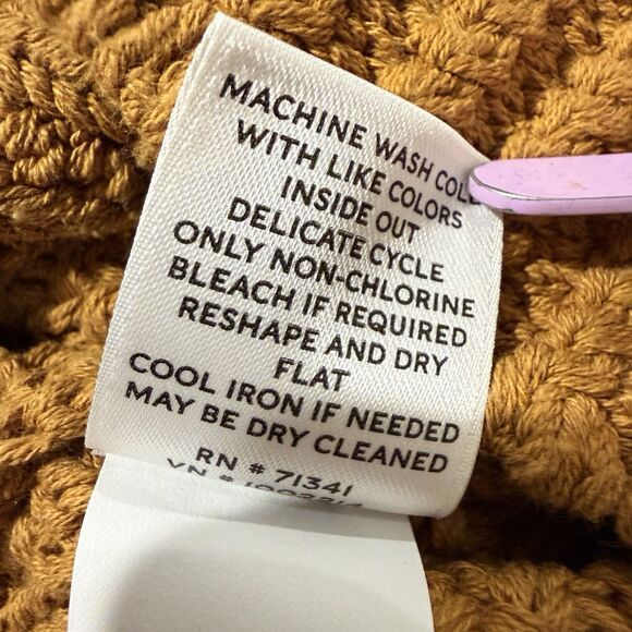 LL Bean Signature Sweater Tunic Fisherman Cable Knit Golden Brown Rust M Cotton - Picture 6 of 8